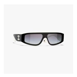 CHANEL Black & White Shield Sunglasses Two Tone CC Logo Square